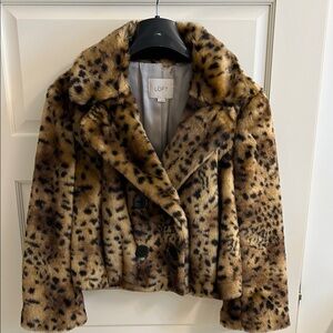 LOFT cropped faux fur jacket